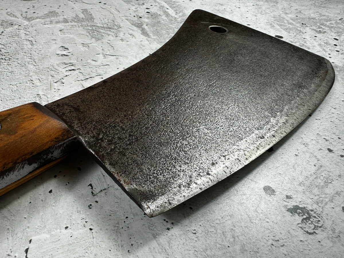 Vintage Heavy Duty Butchers Cleaver Knife 200mm Carbon Steel Timber Handle 2266