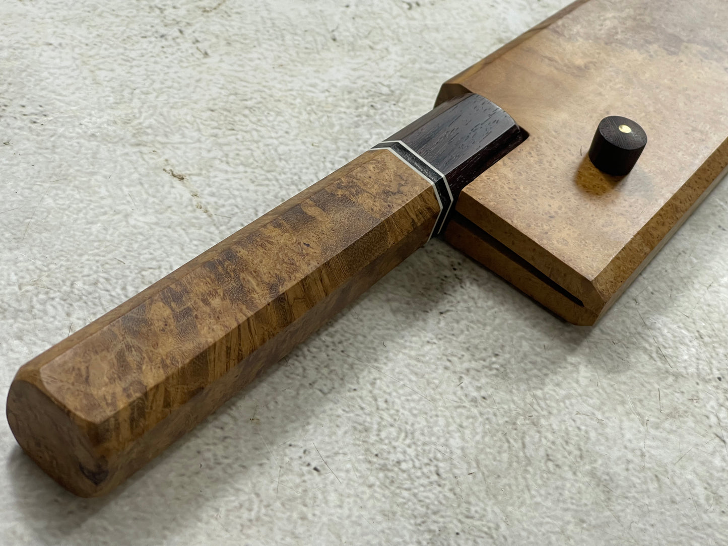 Kanefusa Gyuto 230mm Teakwood Burl Liner Spacer Rosewood Ferrule & Sheath