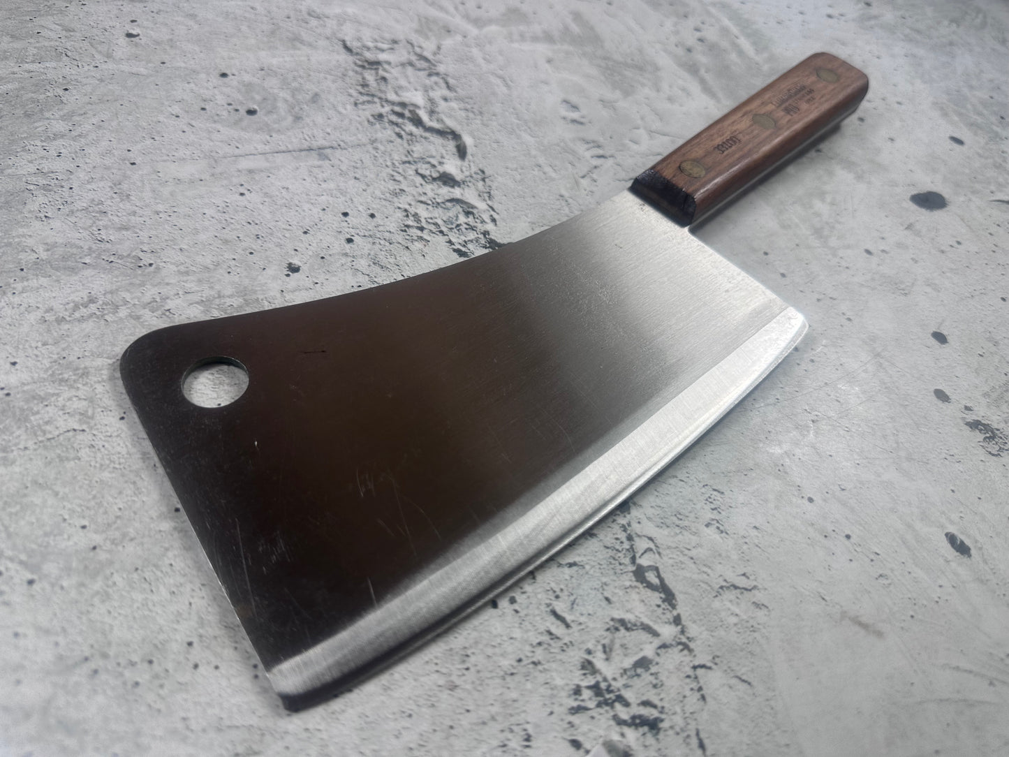 Vintage LamsonSharp Pro Butcher Cleaver Knife 180mm High Carbon Steel Made in USA 2118