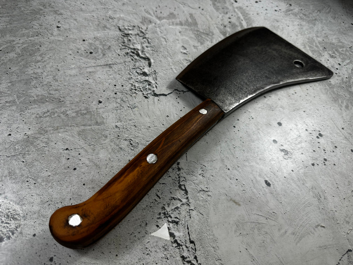 Vintage Heavy Duty Butchers Cleaver Knife 200mm Carbon Steel Timber Handle 2266