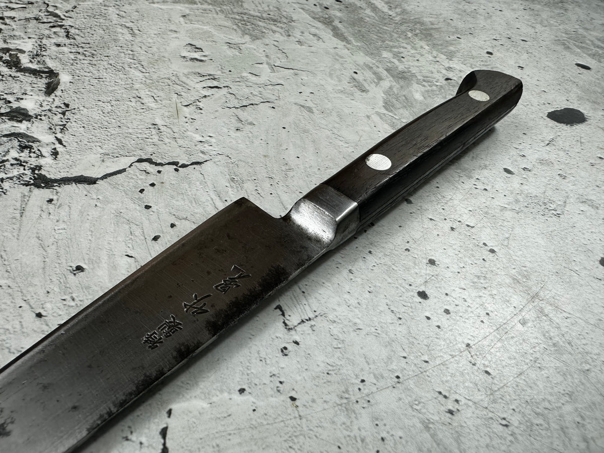 Vintage Masaaki Masateru Petty Knife 150mm Carbon Steel Western Wood Handle 2251