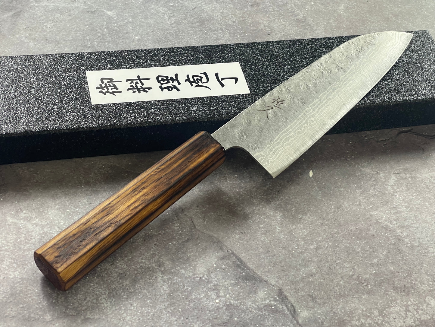Tsunehisa 440c Damascus Nashiji Santoku 170mm Oak Handle Made in Japan 🇯🇵