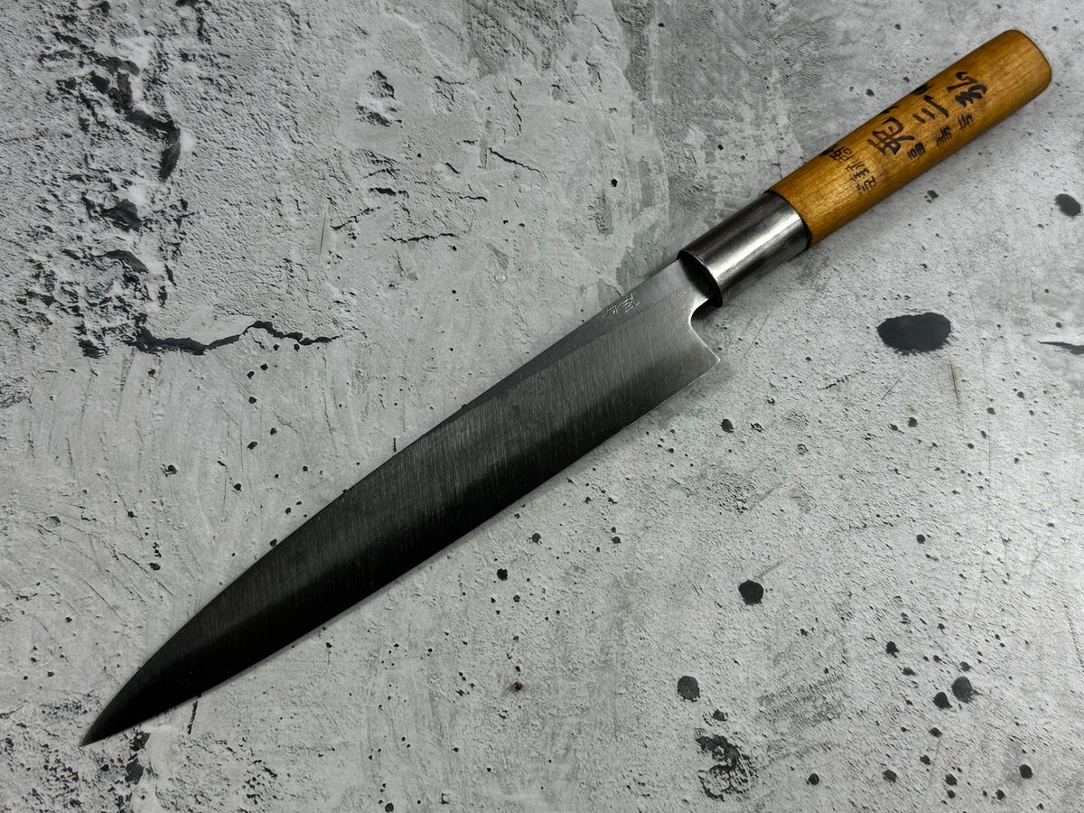 Vintage Minamoto Masahiro Yanagiba Knife 160mm Carbon Steel Magnolia Wood Handle  2255