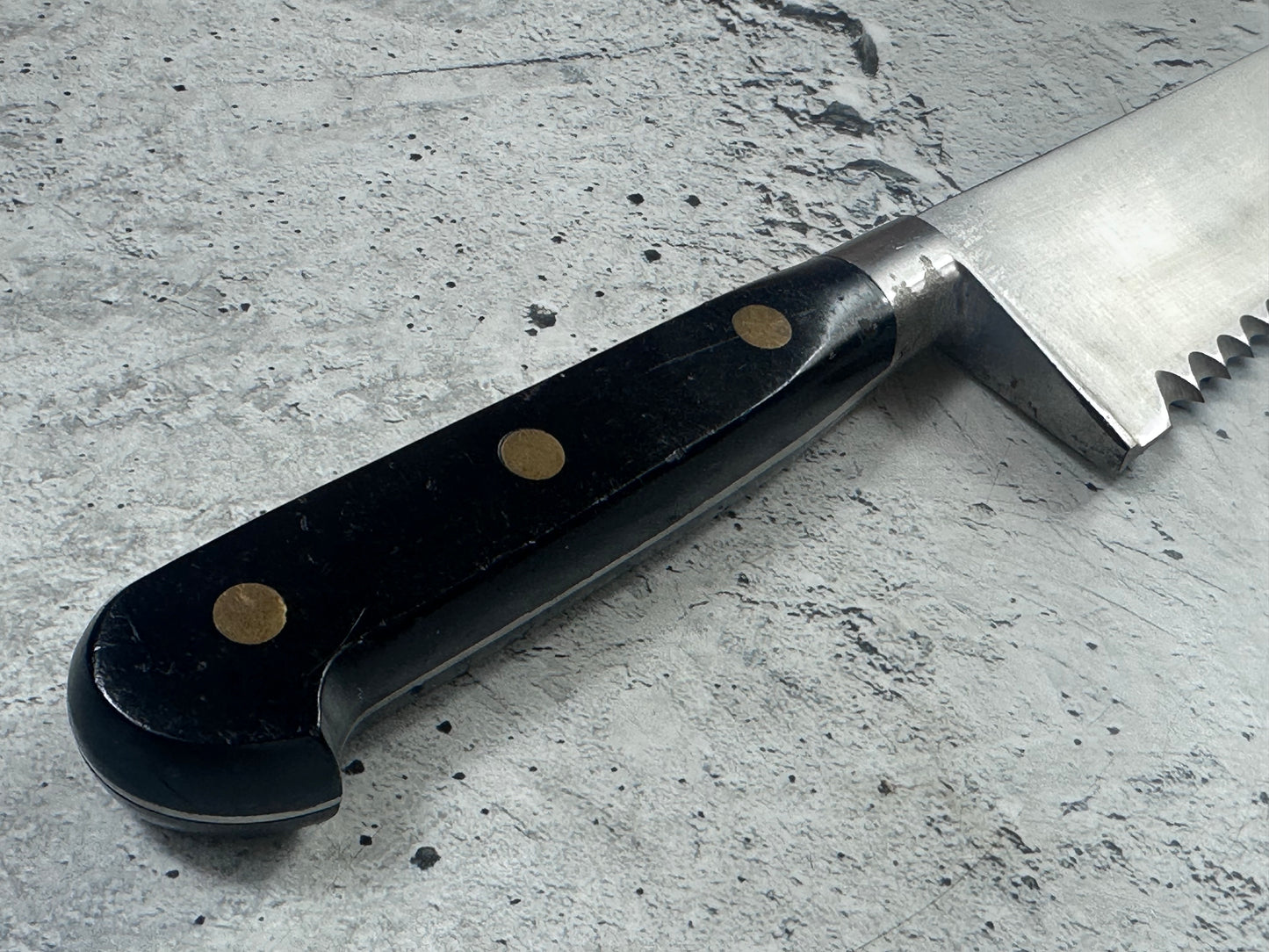 Vintage French Serrated Frozen Food Knife 250mm Inox Steel POM Handle 2194