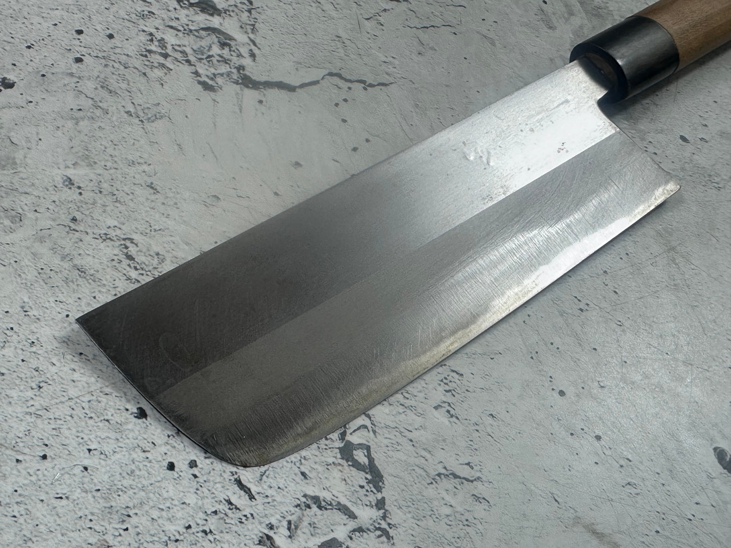 Vintage Kumpei Nakiri Knife 180mm Carbon Steel Wood Handle Buffalo Horn 2229