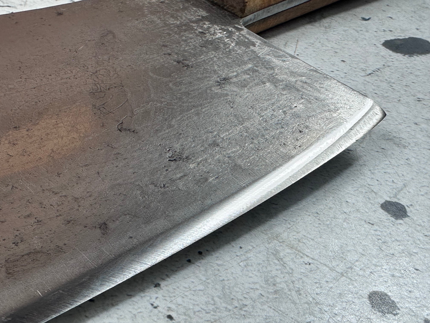 Vintage Lamson & Goodnow Butcher Cleaver Knife 180mm Carbon Steel Made in USA 2117