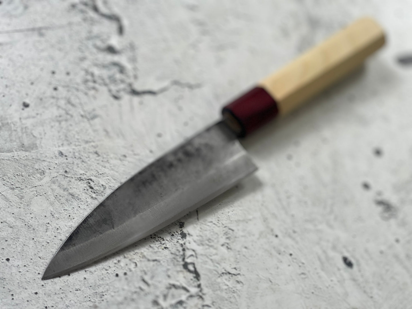 Japanese Knife Set 3x Carbon Steel Magnolia and Red Pakka Octagon Handle Made In Japan 1539