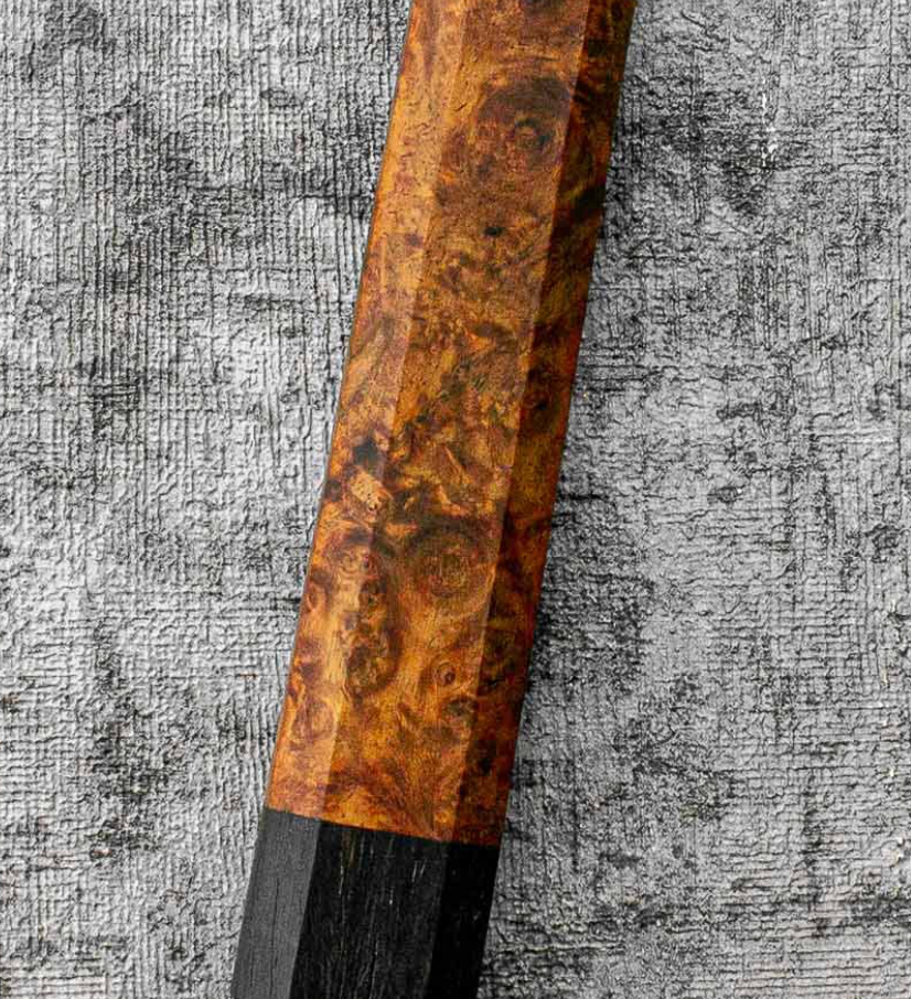 SanMai Bunka 175mm Kurouchi Squared Etched, Amboyna & Rosewood Handle With Rosewood Saya