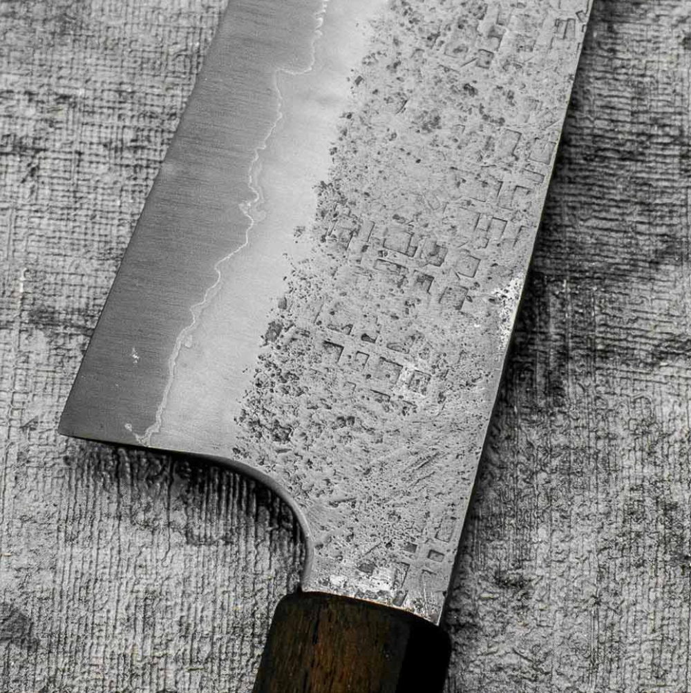 SanMai Gyuto 220mm Nashiji Squared Etched, Amboyna & Rosewood Handle + Rosewood Saya
