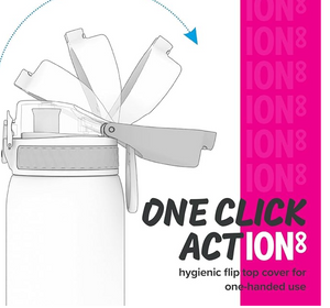Ion8 Slim Plastic Water Bottle 500ml Pink