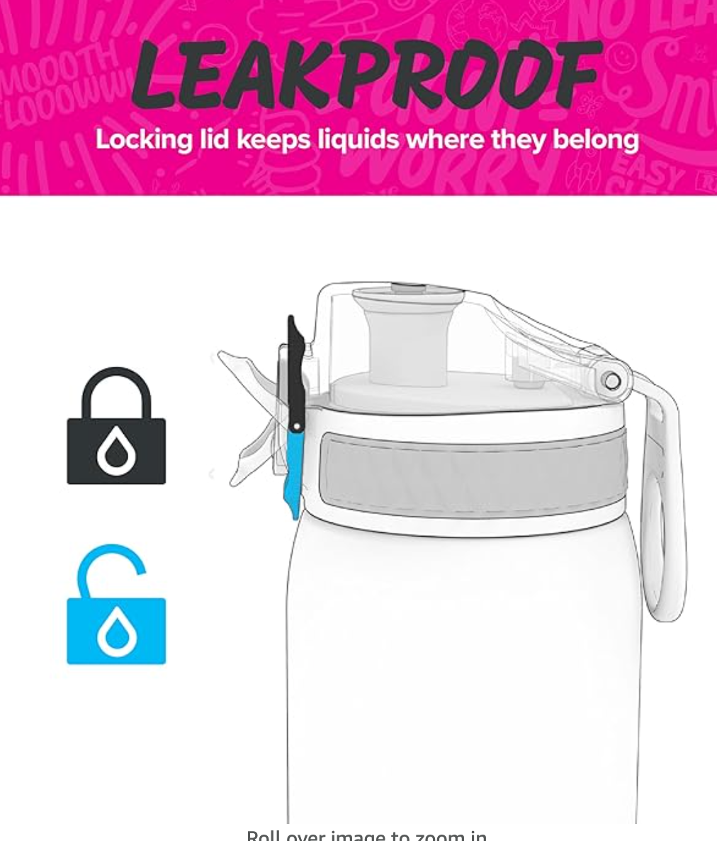 Ion8 Slim Plastic Water Bottle 500ml Pink