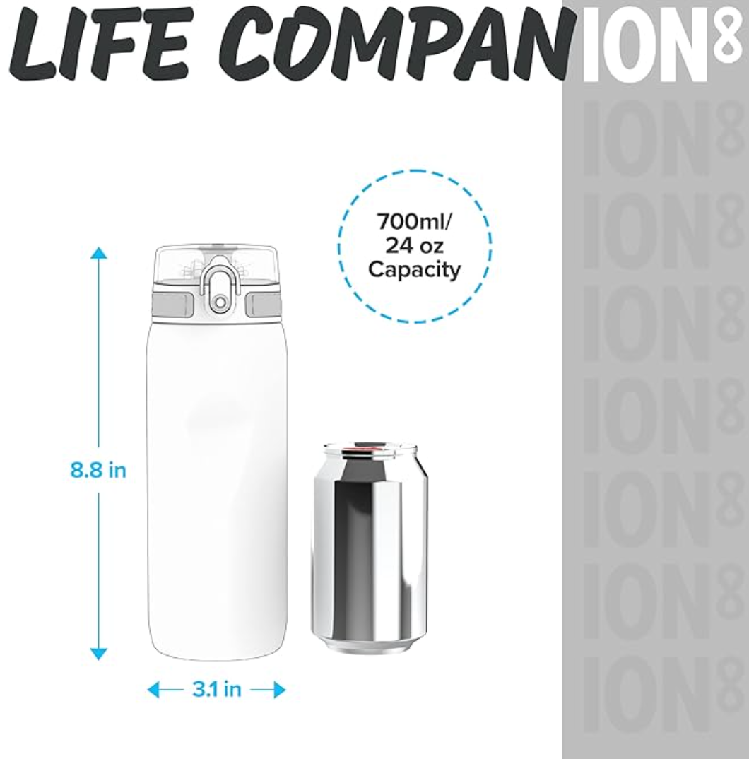 Ion8 Tour Plastic Water Bottle 750ml Black