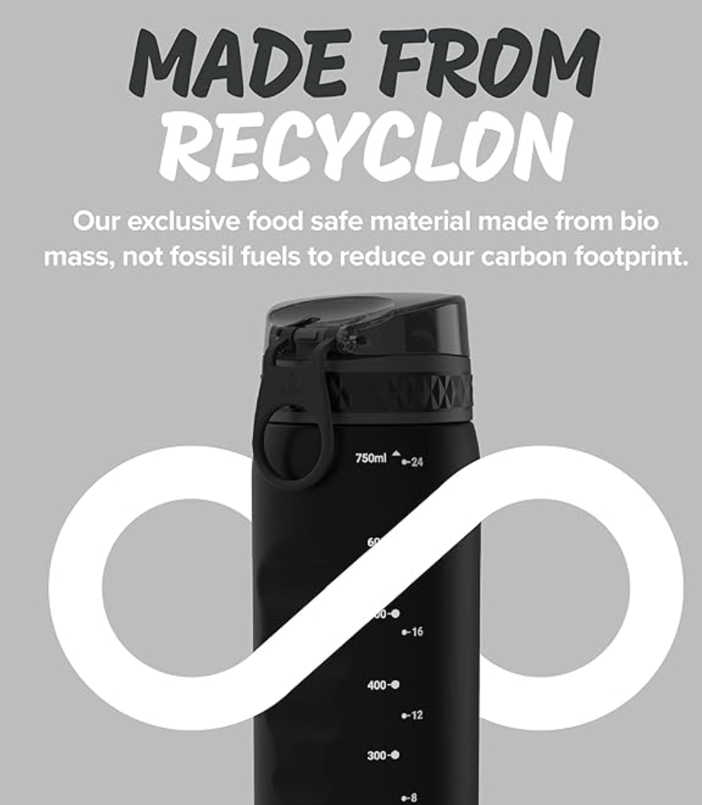 Ion8 Tour Plastic Water Bottle 750ml Black