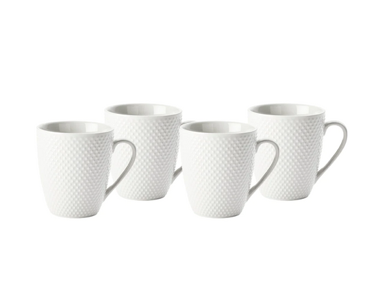 Wiltshire White Stipple Embossed Mugs 4 Piece Set 350ml / 12oz