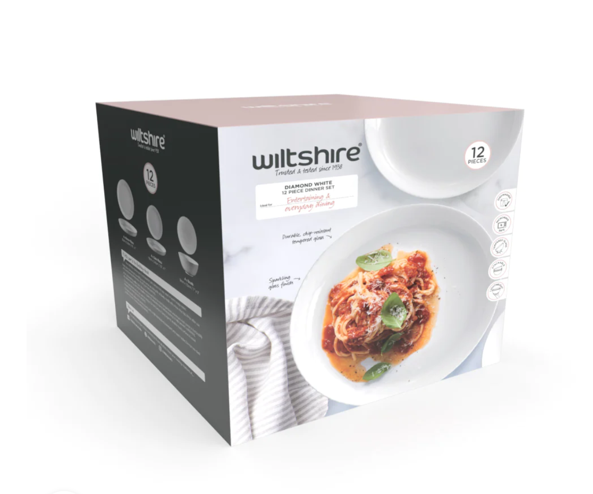 Wiltshire Diamond White 12 Piece Dinner Set