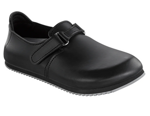 Birkenstock Linz Supergrip Black Smooth Leather Regular Chef Shoes