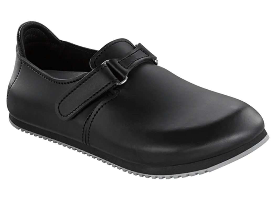 Birkenstock Linz Supergrip Black Smooth Leather Regular Chef Shoes Chef a knife