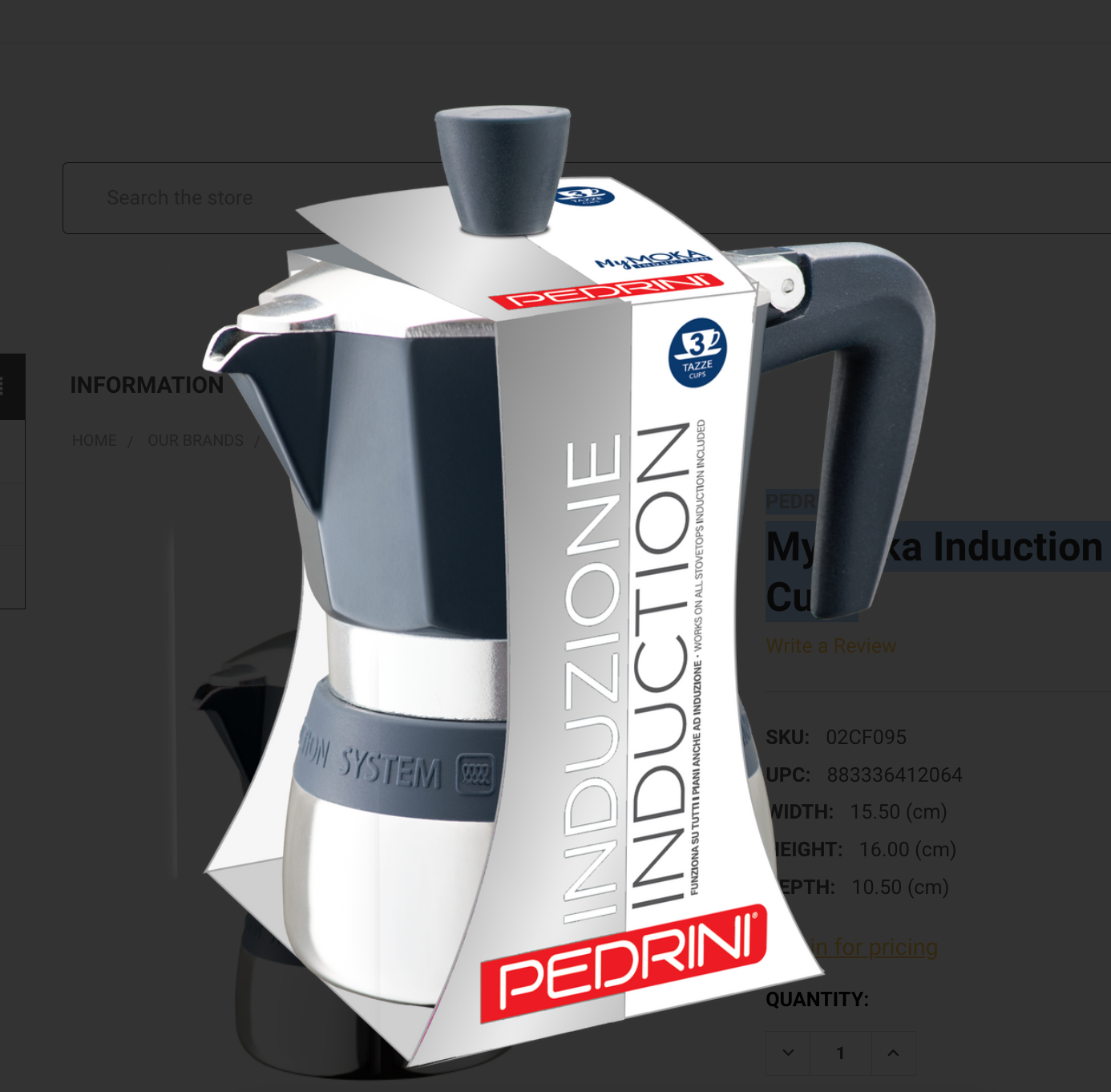 Pedrini MyMoka Induction Coffee Maker, 6 Cups
