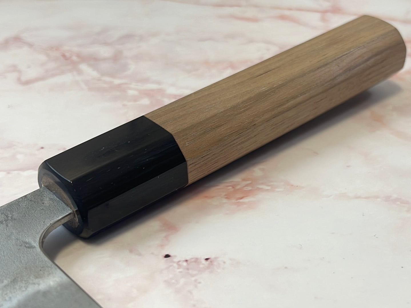 Yoshimune Nakiri 165 mm (6.5 in) Ginsan (Silver #3) Nashiji finish Double-Bevel Walnut Octagonal Handle