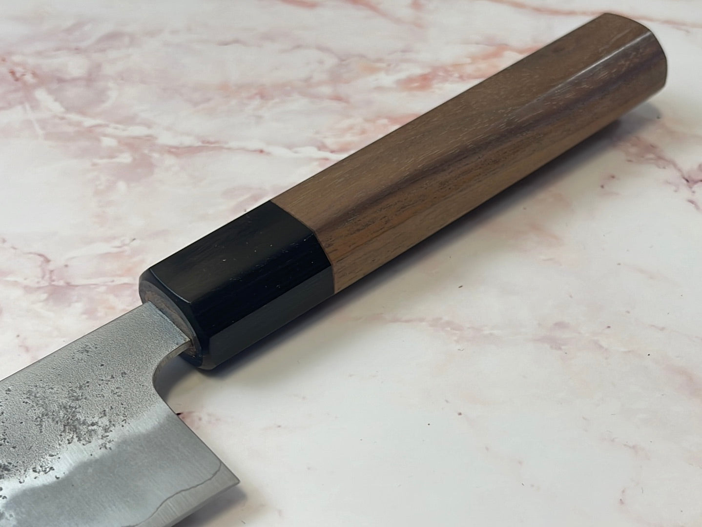 Yoshimune Kiritsuke 210 mm (8.3 in) Ginsan (Silver #3) Nashiji finish Double-Bevel Walnut Octagonal Handle