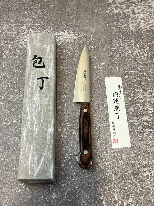 Iseya Molybdenum Petty-Utility Japanese Knife 120mm Red Pakka Wood Handle