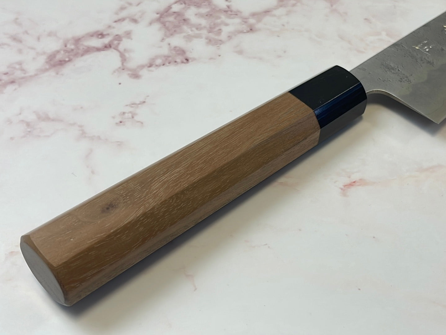 Yoshimune Kiritsuke 210 mm (8.3 in) Ginsan (Silver #3) Nashiji finish Double-Bevel Walnut Octagonal Handle