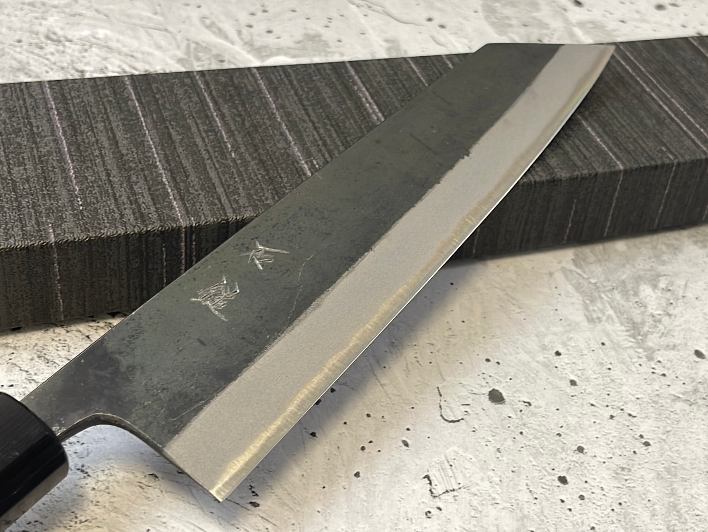 Yoshimune Kiritsuke Kurouchi 180 mm Aogami (Blue) #2 Double-Bevel