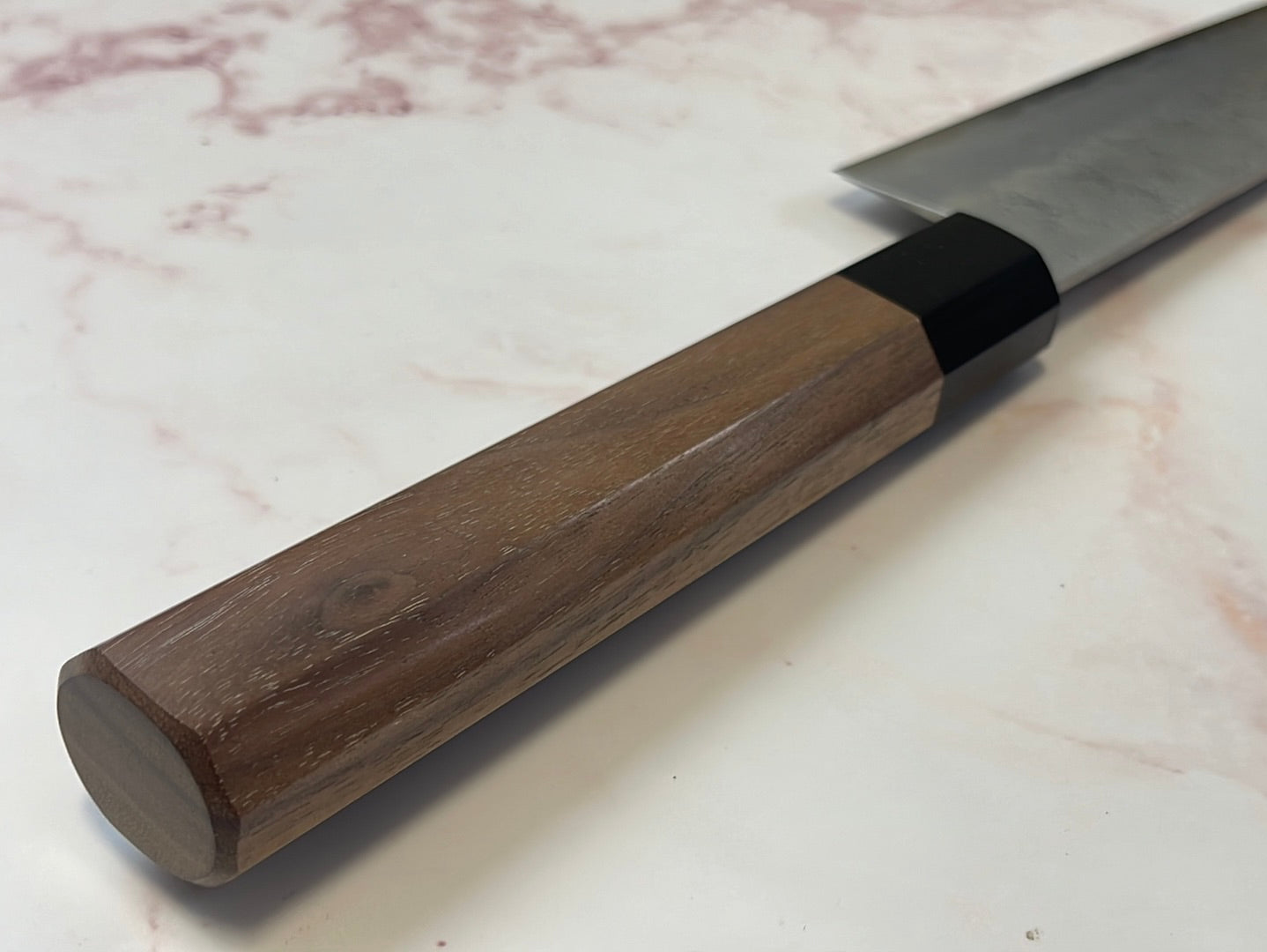 Yoshimune Kiritsuke 210 mm (8.3 in) Ginsan (Silver #3) Nashiji finish Double-Bevel Walnut Octagonal Handle