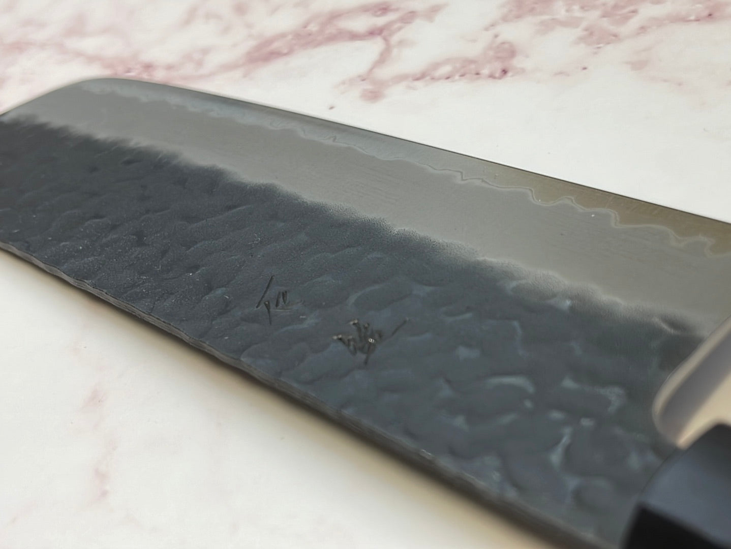 Yoshimune Nakiri 165mm (6.5in) Stainless clad Aogami(Blue) Super Black Hammered Finish Double-Bevel Walnut Octagonal Handle