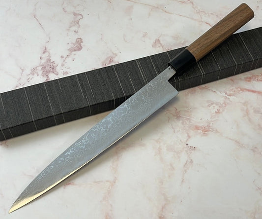 Yoshimune Sujihiki 240mm(9.4 in) Aogami (Blue) No.2 Damascus (33 layers) Double-Bevel
