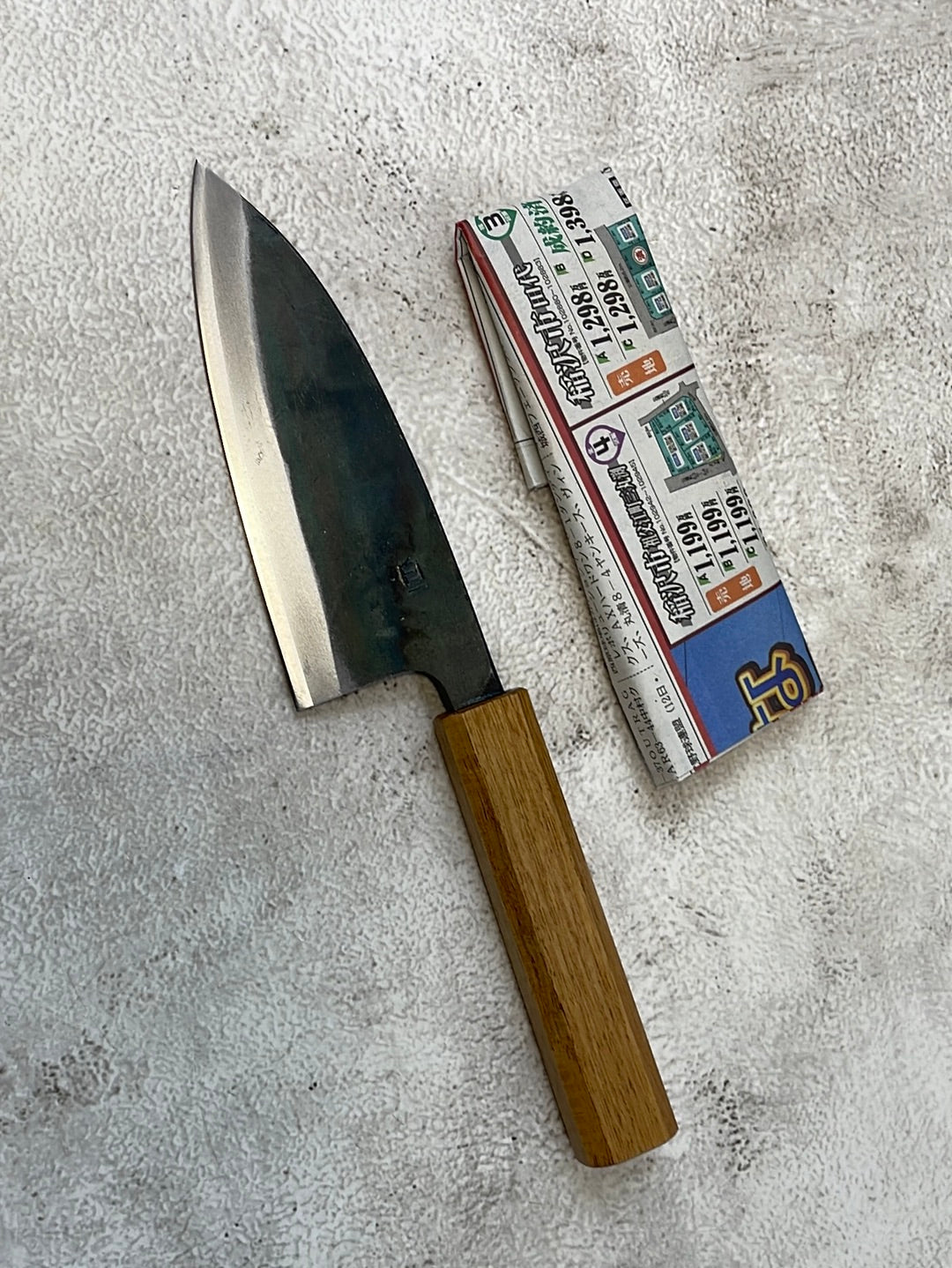 Tsukasa Shiro Kuro 120mm Deba - Shirogami Steel - Oak Octagnon Handle
