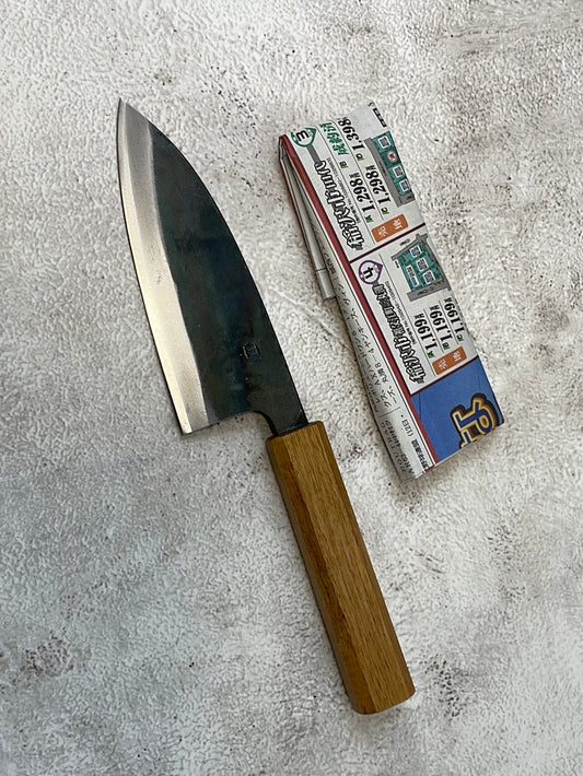 Tsukasa Shiro Kuro 120mm Deba - Shirogami Steel - Oak Octagnon Handle
