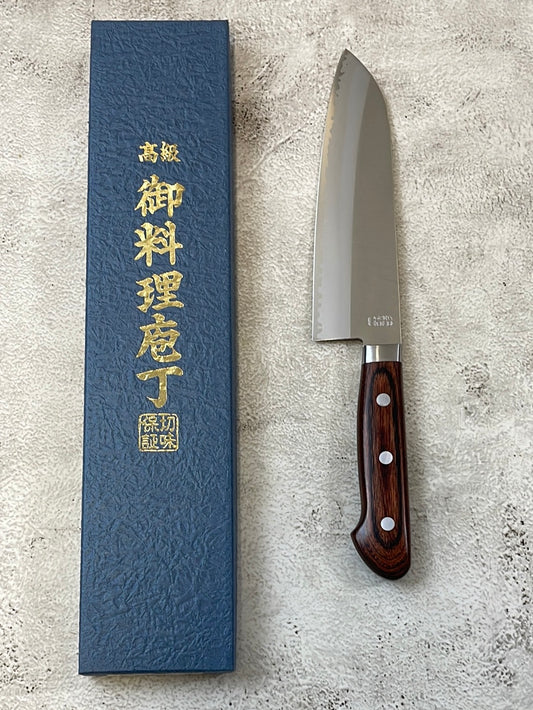 Tsunehisa VG1 Santoku Knife 165mm  Brown Pakkawood Handle - Made in Japan 🇯🇵