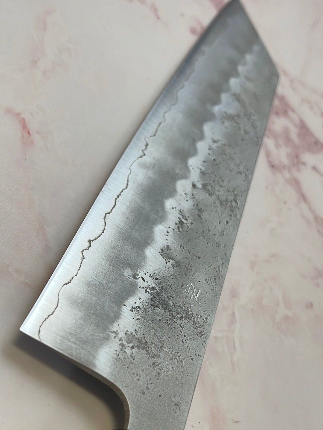 Yoshimune Kiritsuke 210 mm (8.3 in) Ginsan (Silver #3) Nashiji finish Double-Bevel Walnut Octagonal Handle