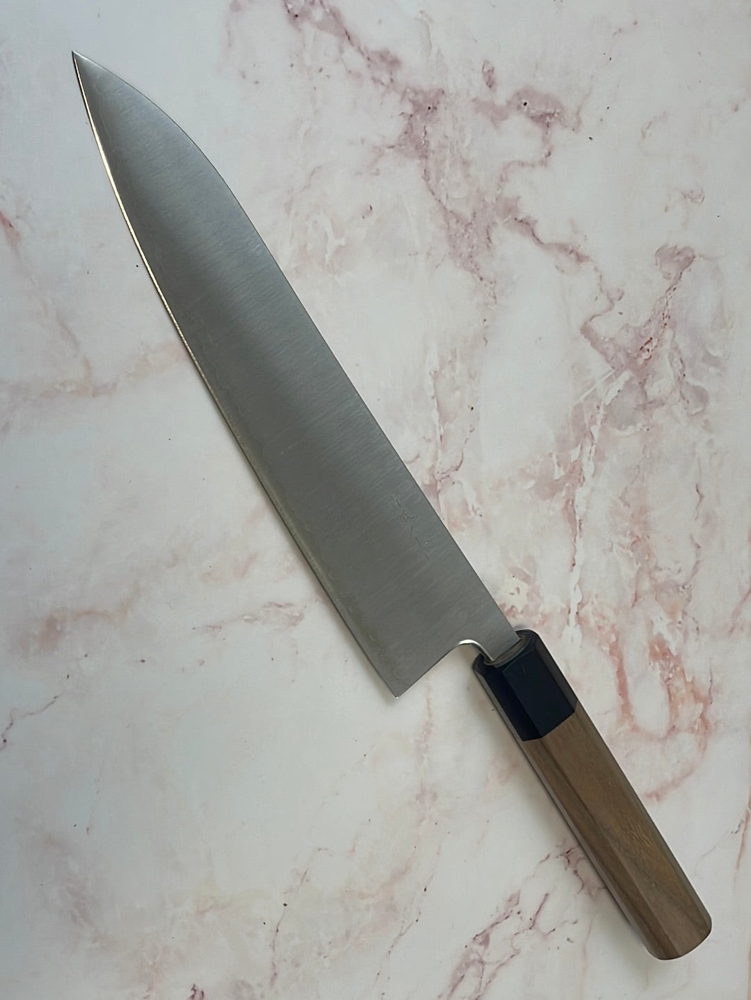 Yoshimune Gyuto Polished Stainless Clad 210 mm ) Aogami Super Double-Bevel Walnut Octagonal Handle