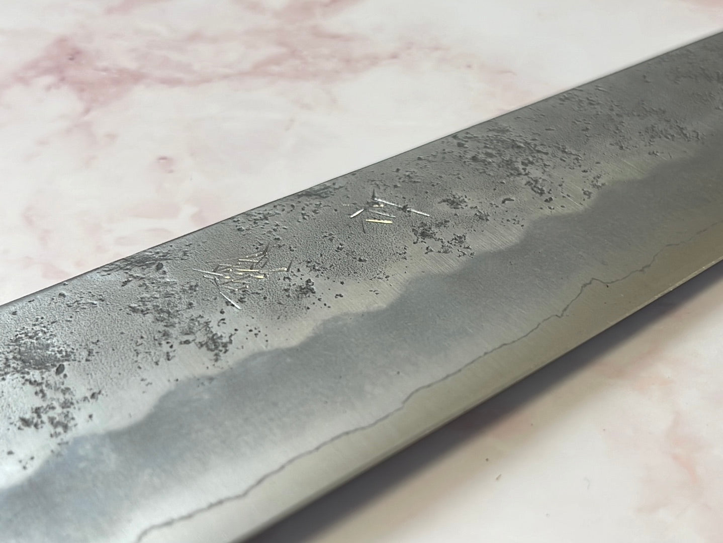 Yoshimune Kiritsuke 210 mm (8.3 in) Ginsan (Silver #3) Nashiji finish Double-Bevel Walnut Octagonal Handle