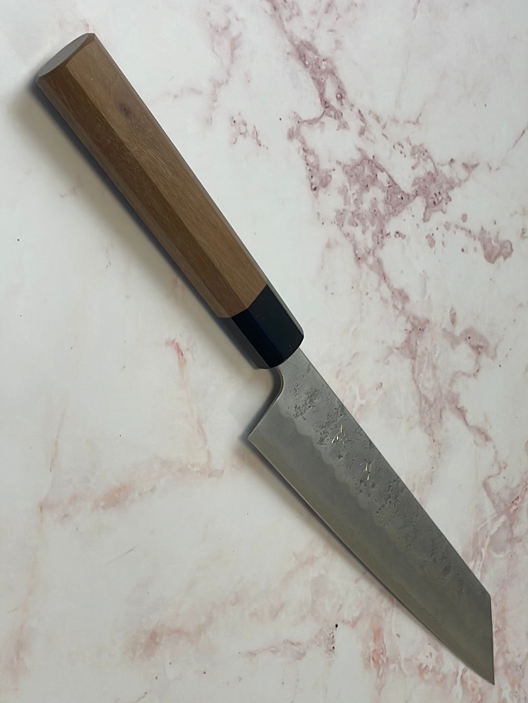 Yoshimune Kiritsuke 210 mm (8.3 in) Ginsan (Silver #3) Nashiji finish Double-Bevel Walnut Octagonal Handle