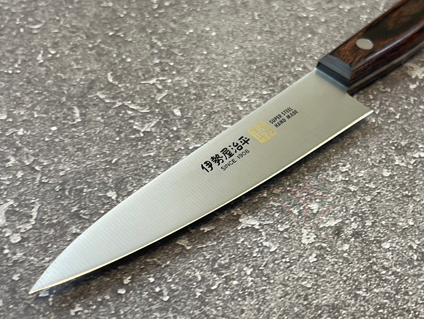 Iseya Molybdenum Petty-Utility Japanese Knife 120mm Red Pakka Wood Handle