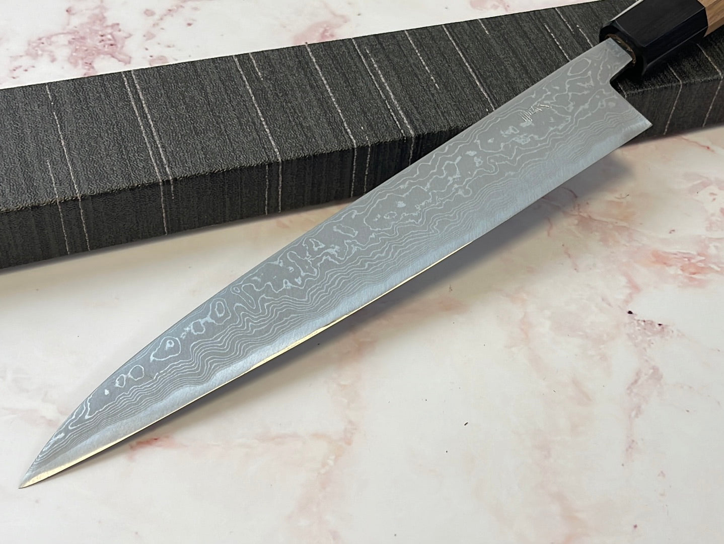Yoshimune Yanagiba 210 mm(8.3 in) Aogami(Blue) No.2 Damascus (33 layers) Double-Bevel