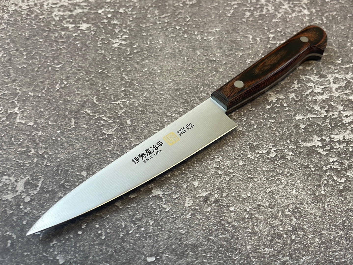 Iseya Molybdenum Petty-Utility Japanese Knife 120mm Red Pakka Wood Handle