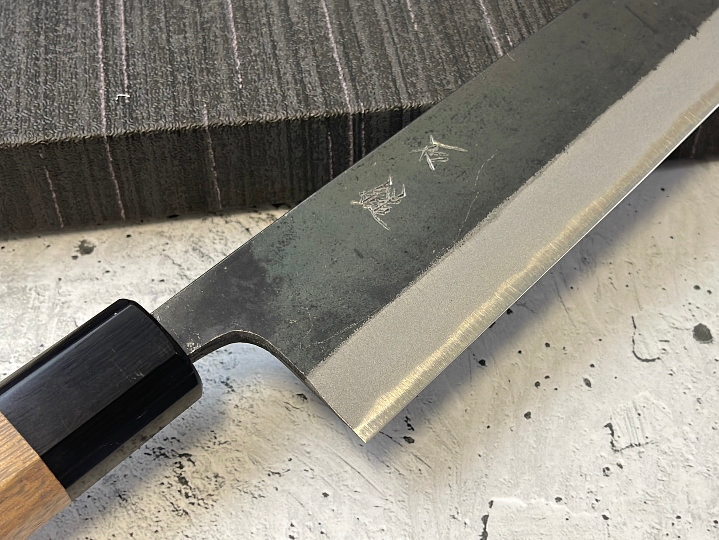 Yoshimune Kiritsuke Kurouchi 180 mm Aogami (Blue) #2 Double-Bevel