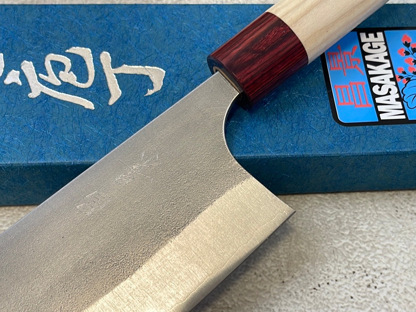 MASAKAGE YUKI Nakiri 165mm Oval Magnolia wood with Red Pakka wood
