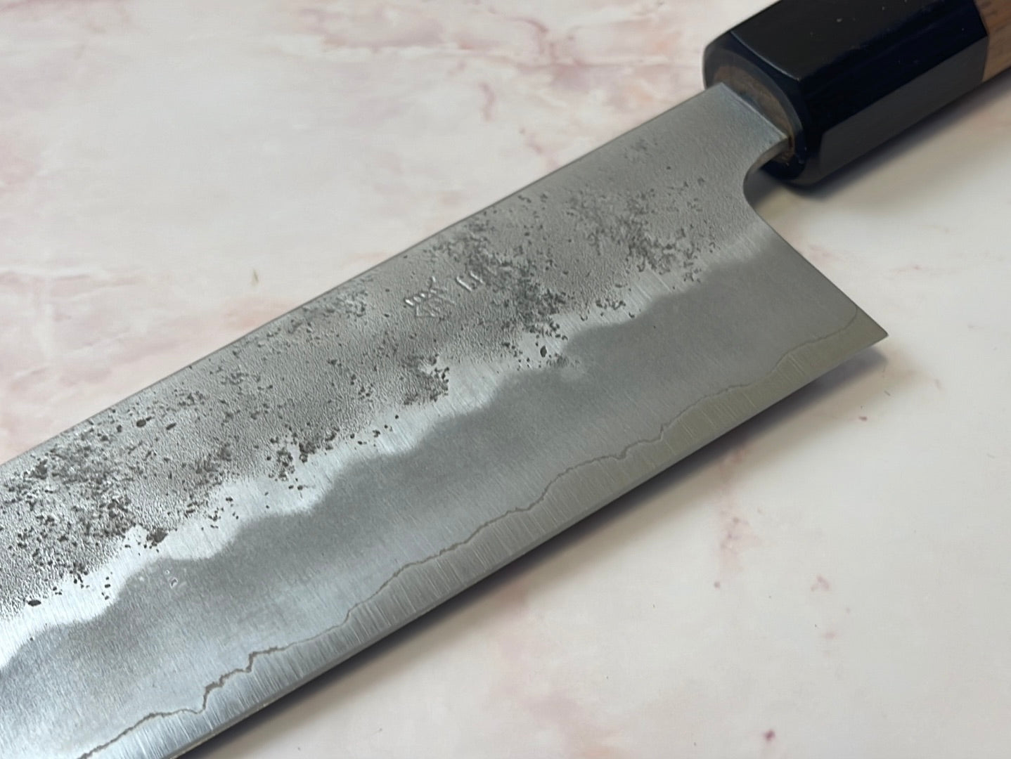 Yoshimune Kiritsuke 210 mm (8.3 in) Ginsan (Silver #3) Nashiji finish Double-Bevel Walnut Octagonal Handle