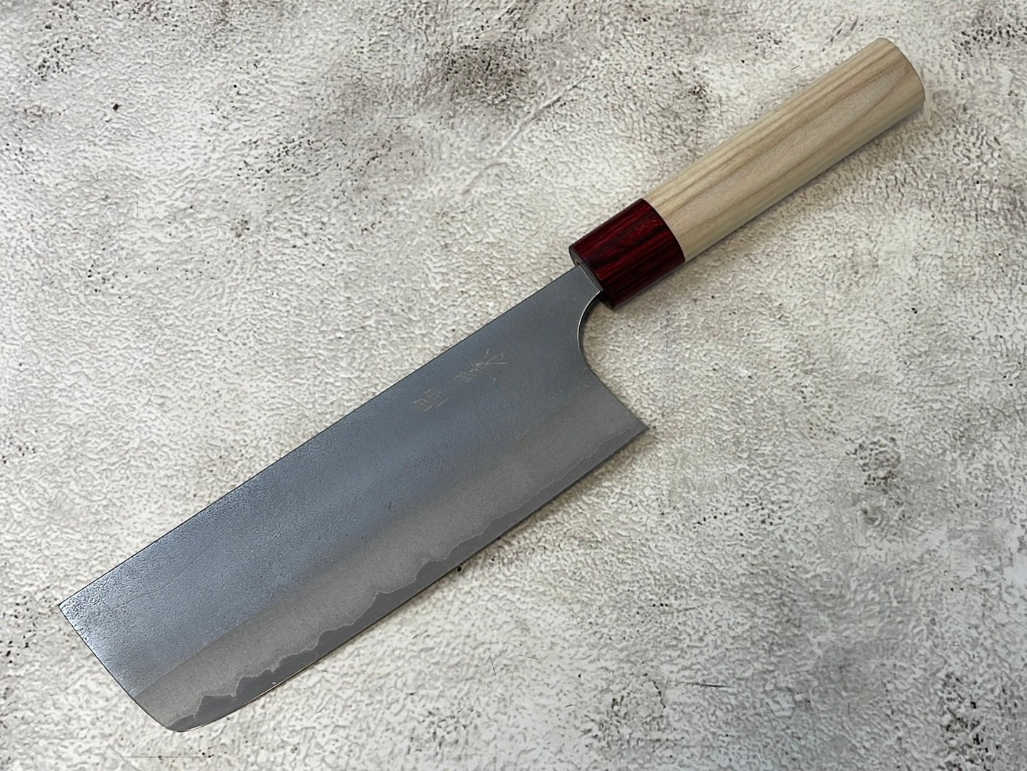 MASAKAGE YUKI Nakiri 165mm Oval Magnolia wood with Red Pakka wood
