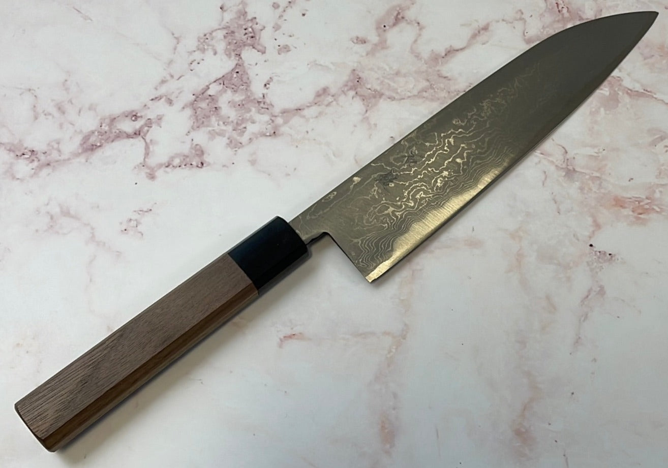 Yoshimune Gyuto 210 mm (8.3 in) Aogami (Blue) #2 Damascus (33 layers) Double-Bevel