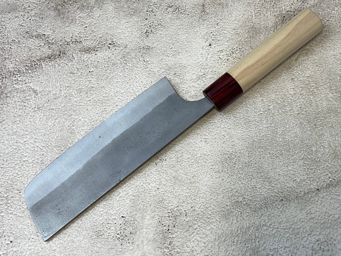 MASAKAGE YUKI Nakiri 165mm Oval Magnolia wood with Red Pakka wood