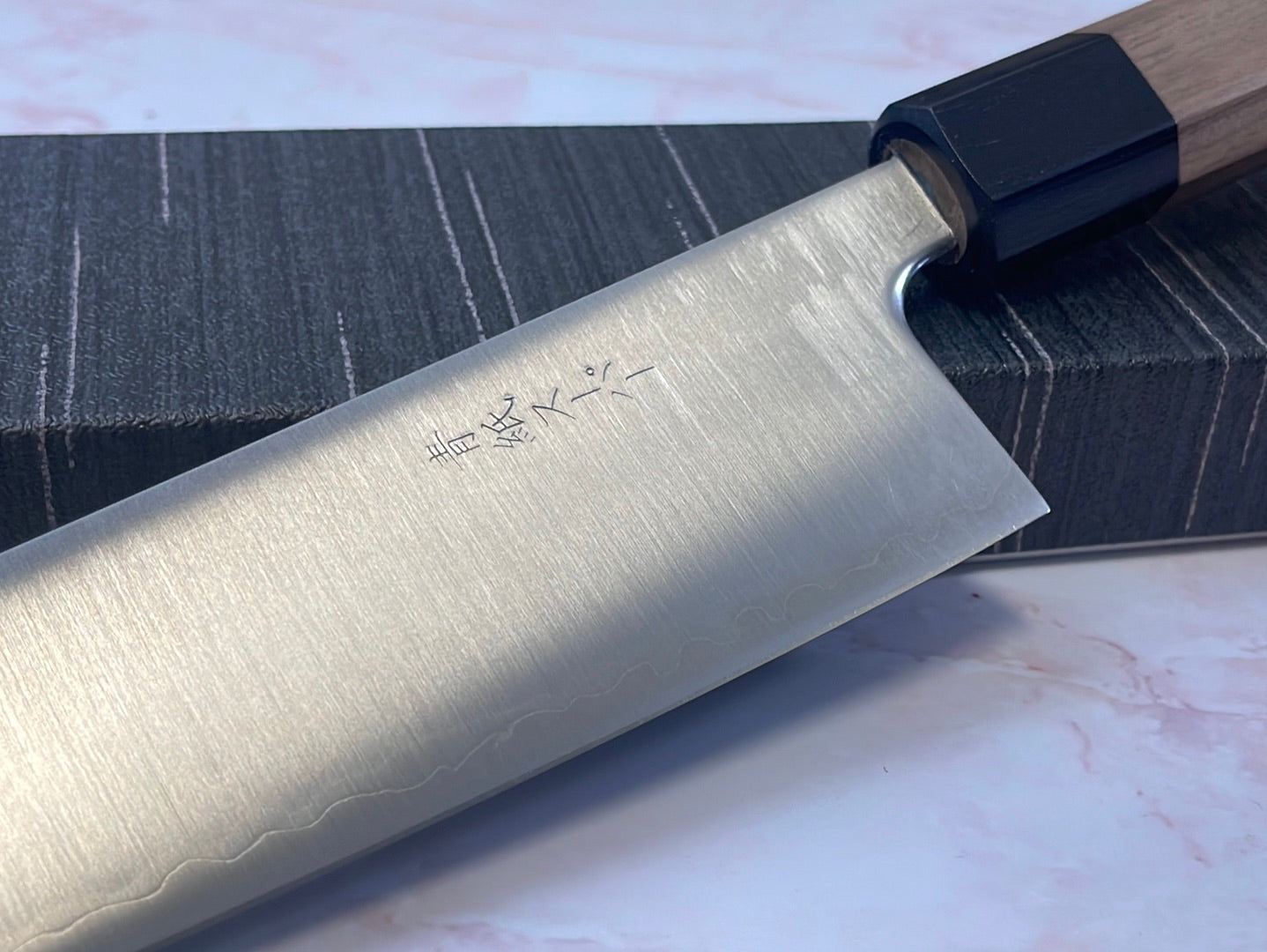 Yoshimune Gyuto Polished Stainless Clad 210 mm ) Aogami Super Double-Bevel Walnut Octagonal Handle
