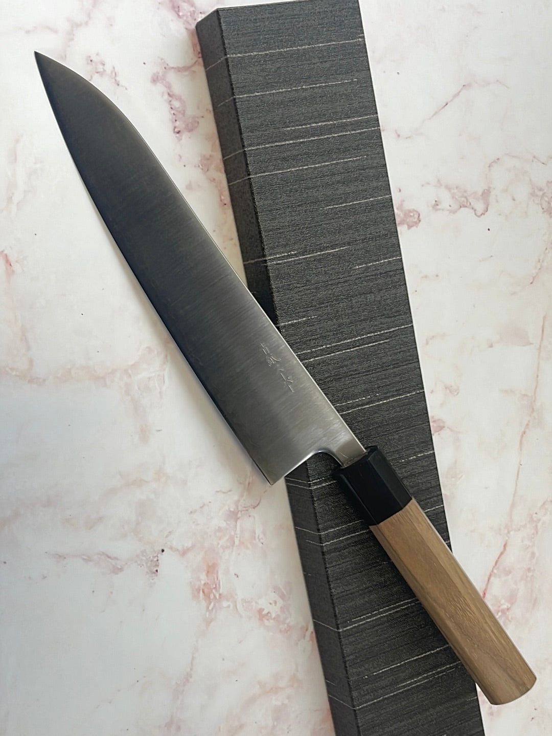 Yoshimune Gyuto Polished Stainless Clad 210 mm ) Aogami Super Double-Bevel Walnut Octagonal Handle