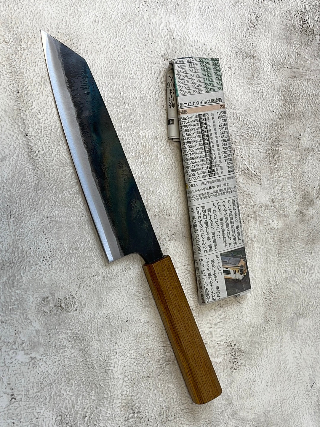 Tsukasa Shiro Kuro 180mm Bunka- Shirogami Steel - Oak Octagnon Handle