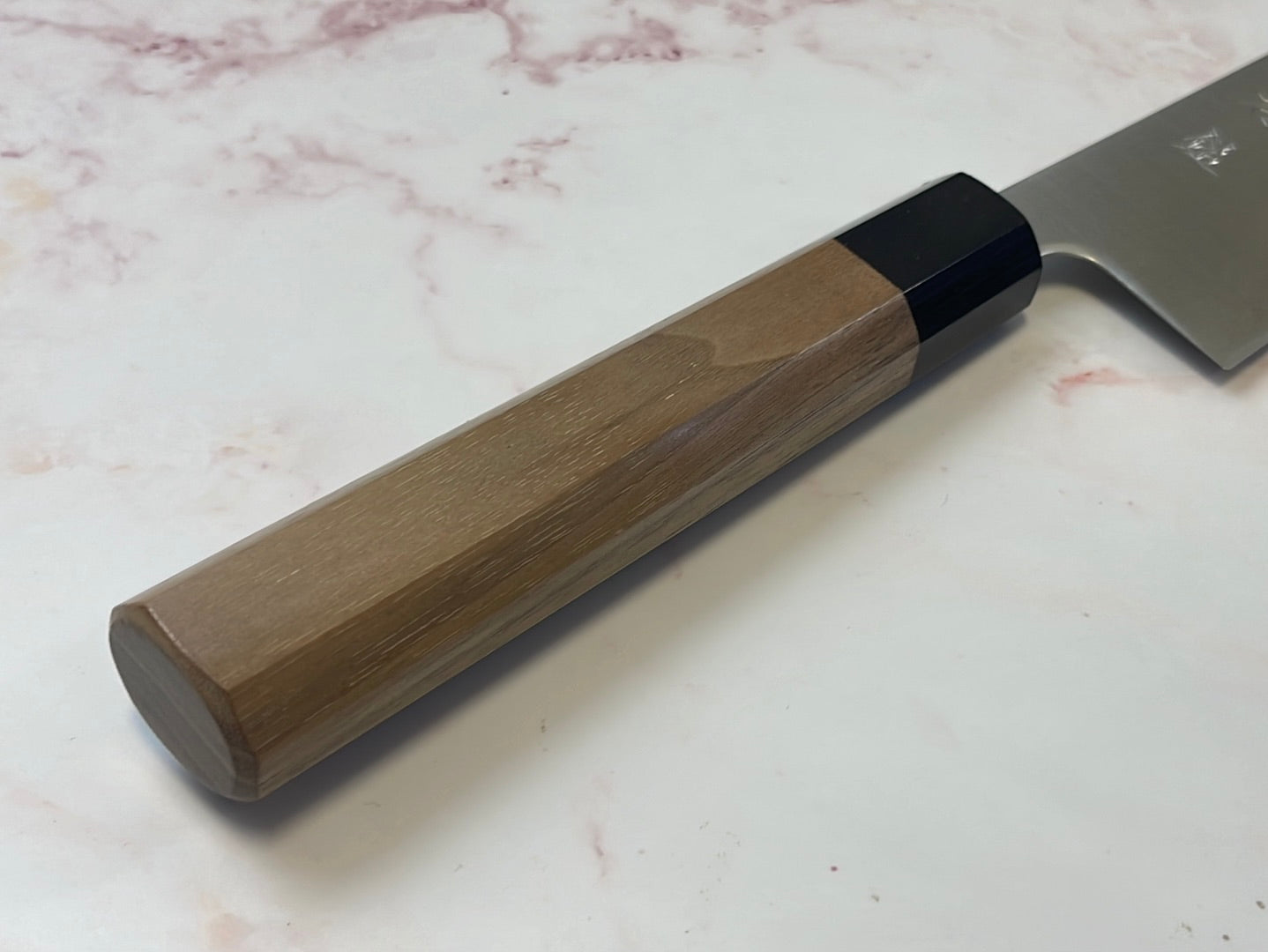 Yoshimune Gyuto Polished Stainless Clad 210 mm ) Aogami Super Double-Bevel Walnut Octagonal Handle